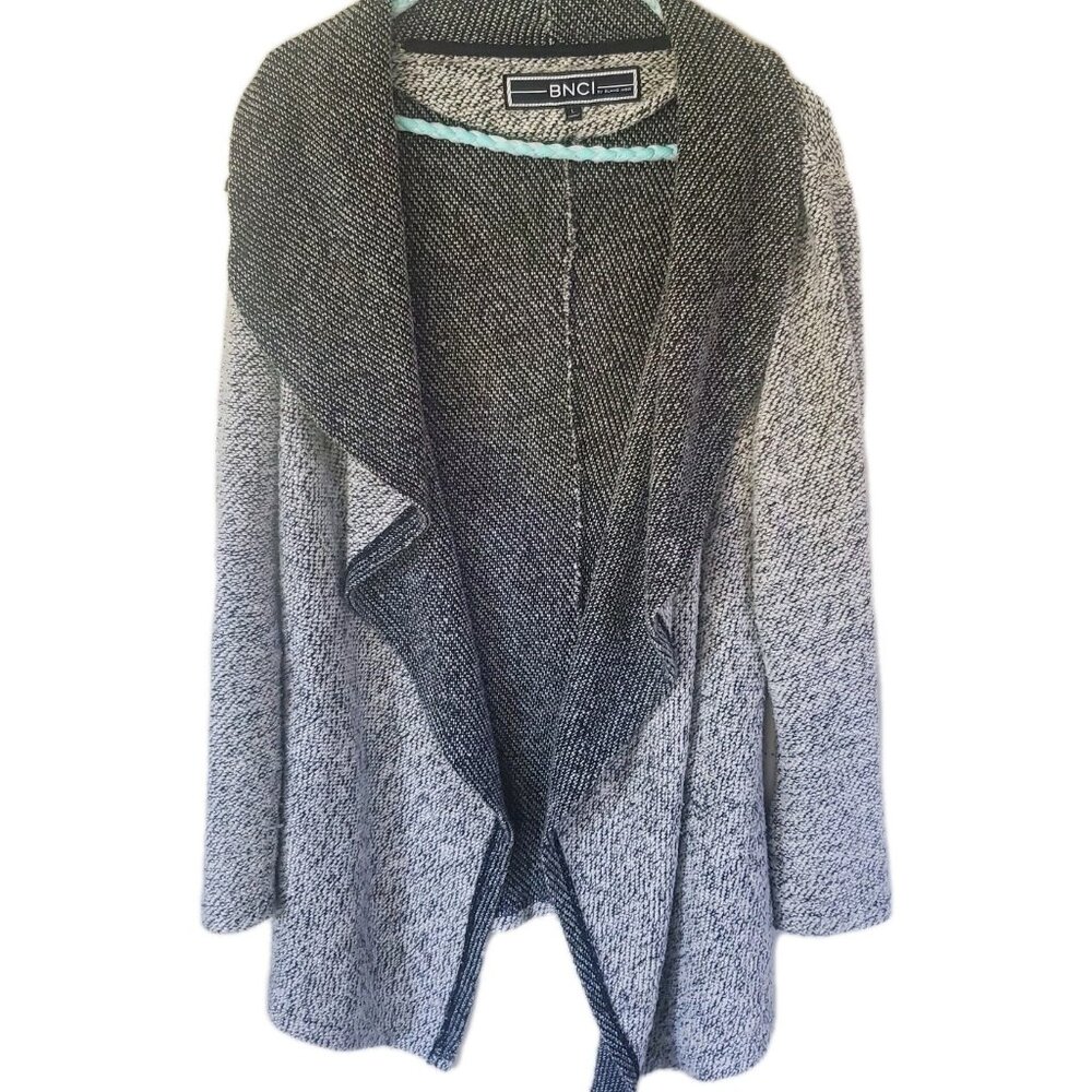 BNCI Blanc Noir Women Draped Open Front Cardigan Size L Chunky Boho Fairy Grunge